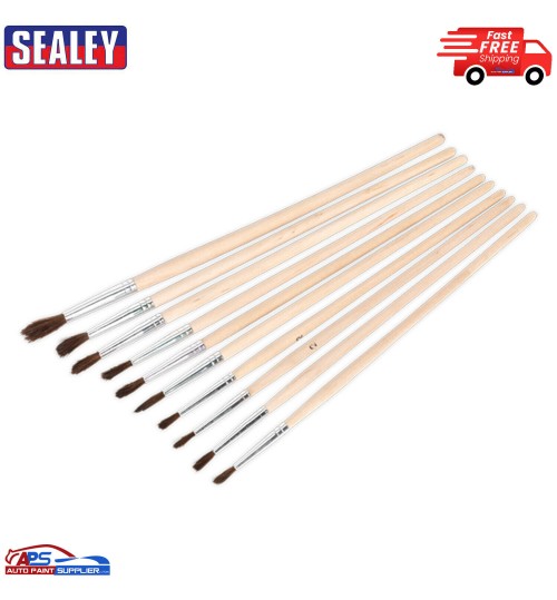 Sealey PB2 Touch-Up Paint Brush Assortment Wooden Handle [Paint Brushes] 10pc